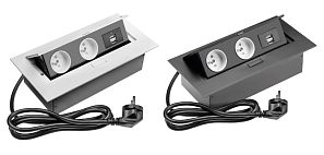 Удлинители для офиса GTV прямоугольные 2*USB черный