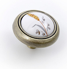 Ручка-кнопка, RC052AB.4, старинная латунь, колосок/50