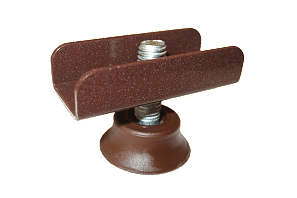 Опора регулируемая М8 с металлической скобой под плиту 16 мм с пяткой Ф27 мм  коричневый