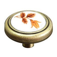 Ручка-кнопка, RC052AB.4, старинная латунь, желтый тюльпан/50