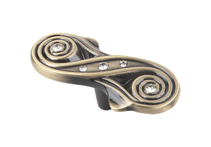 Ручка -кнопка с кристаллами CRL13 ВА, бронза