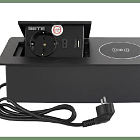 Встраиваемый настольный удлинитель, 1 гнездо, 1*USB, 1 type C, беспроводная зарядка, черный
