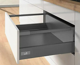 Комплект ящика InnoTech ATIRA полного выдвижения Push to Open, h=176мм, NL=420мм, релинги, цвет антрацит 