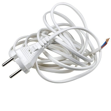 Сетевой провод 3,0м*2*0,5мм с вилкой  белый