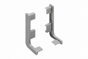 Заглушки для профиля алюминевый L-образный, серая пластмасса (комплект 2шт)