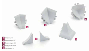 Внутренний вертикальный угол 90 к мини-бортику (уплотнитель белый-91624) 132511211007