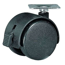 Опора колесная d=40мм, с площадкой, с тормозом, черная/300