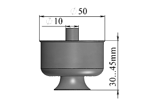 Опора белая  регулируемая в пластмассовом корпусе  d50 мм, h=30-45 мм, самоустанавливающаяся с шестигранником 