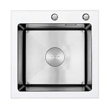 Мойка 500*500, Стекло белое глянцевое, чаша Нано Сатин