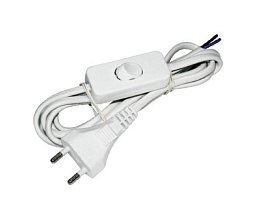 Шнур 5м  2*0,5мм с вилкой и выключателем 303 белый