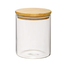 Банка с бамбуковой крышкой, Д100, Ш100, В120, 750мл, прозрачный