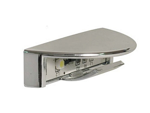 Клипса  пластик хром на стеклянную полку 5-8мм, 3LE, DC12V, 0,24Вт, 6400К, 18Лм, 45мм, провод 1,5м с коннектором