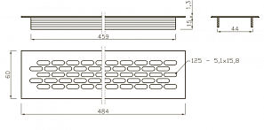 Решетка вентиляционная 484х60мм., белый