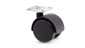 Опора колесная d=40мм, с площадкой, без тормоза, черная/300