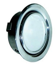 Светильник мебельный галогенный встраиваемый с лампой, перламутровый  хром, стекло матовое, кабель 12см