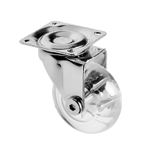 Колесо поворотное D-50мм прозрачное на площадке 